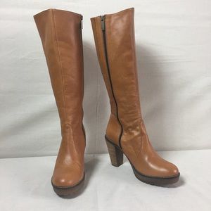 Duo High Heel Knee Boot - Tan - UK 40 Wide Calf